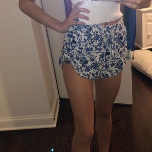 Blue and White Floral Soft Shorts